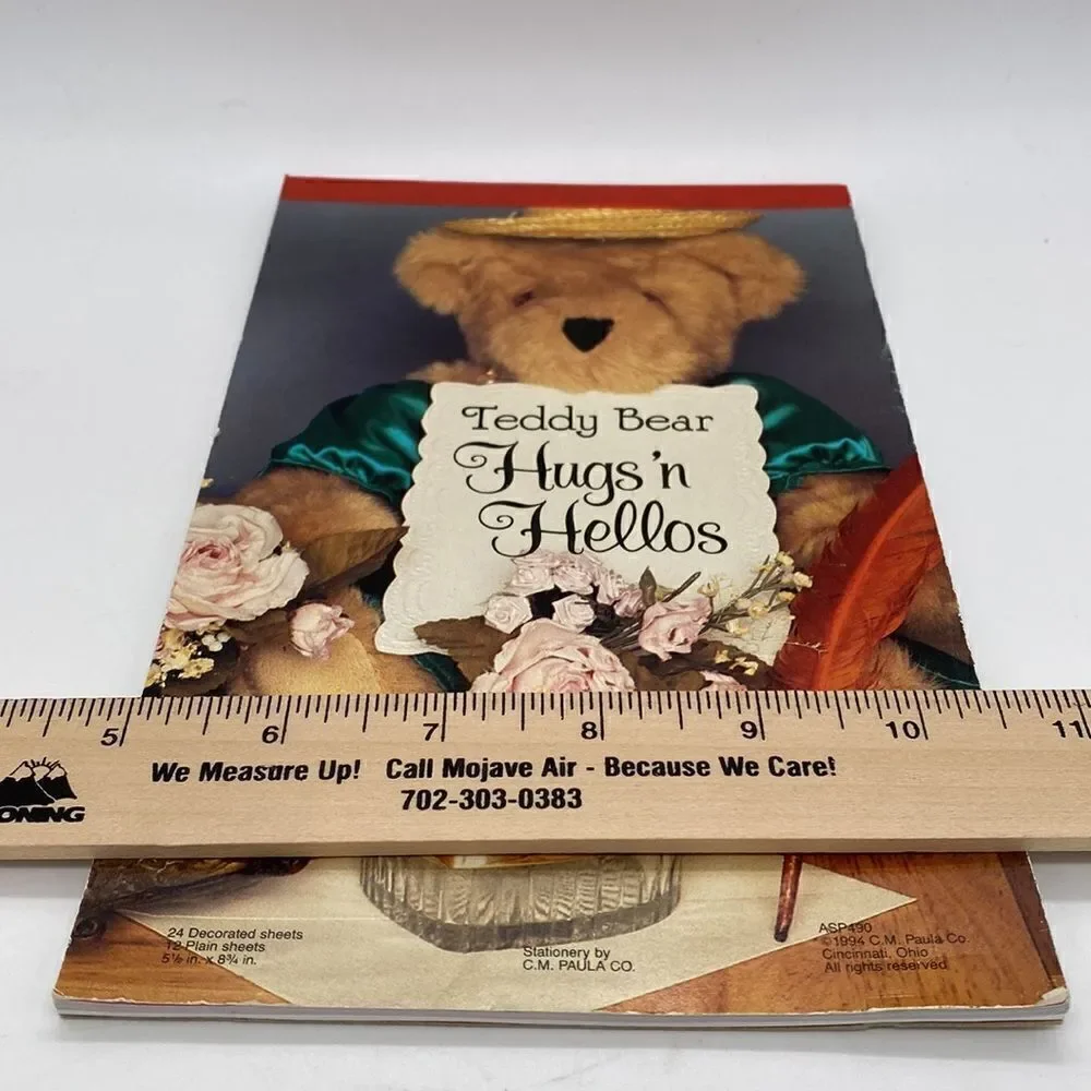 Teddy Bear Hugs and Hellos Vintage 1994 Stationary Paper Pad Tablet